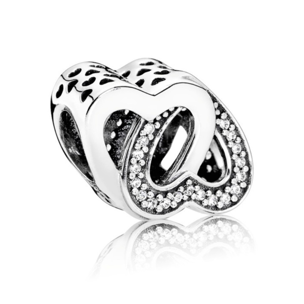 Authentic Pandora Retired Entwined Love Hearts CZ S925 Ale Sterling Silver